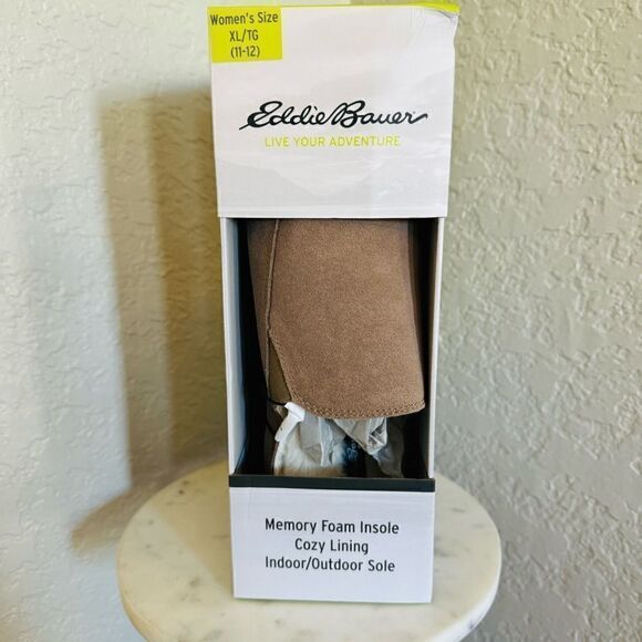 EDDIE BAUER Faux Fur Lined Slippers,‎ Women's Size 12 (XL), Natural Tan, NWT - Picture 12 of 14